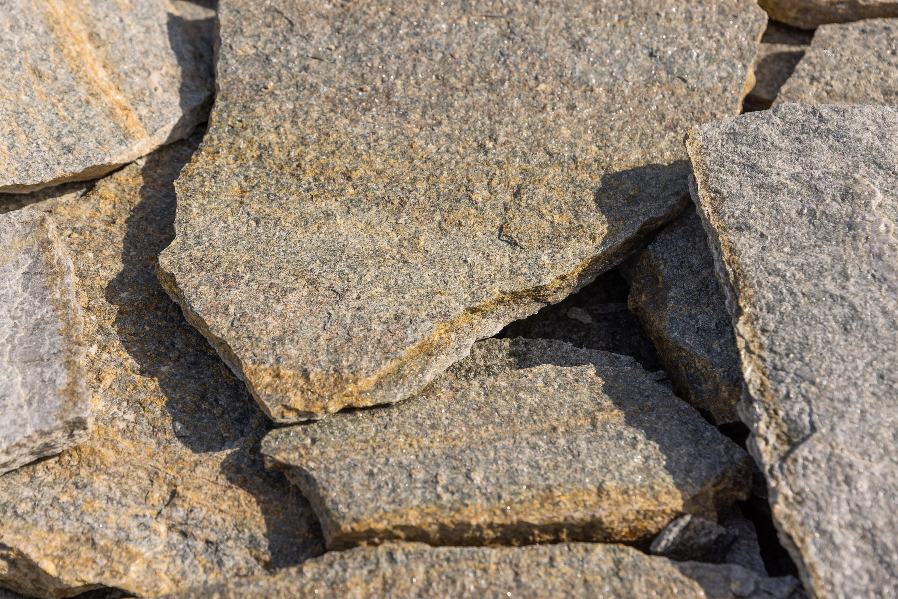 Polygonal-Bruchplatten, Gneis bunt (graugrün mit Rost)