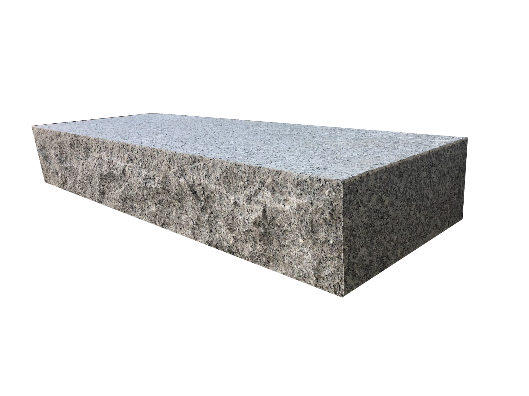 Blockstufen 150x35x15 cm, Granit hellgrau, Vorderseite gespalten