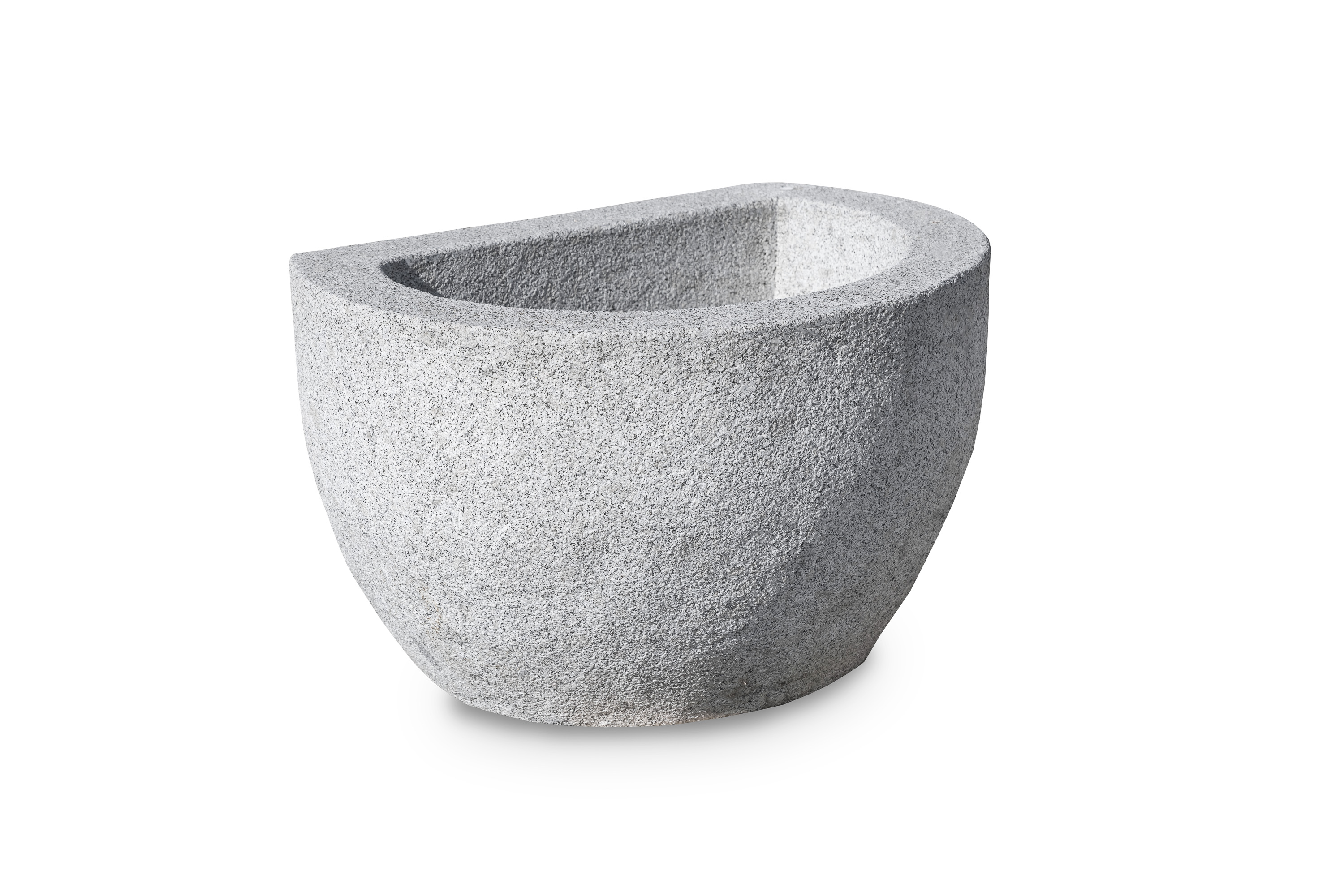 Wassertrog / Brunnen Granit, grau, Hufeisenform, fein gestockt