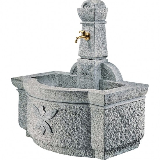 Brunnen mit Säule Anna, Granit grau