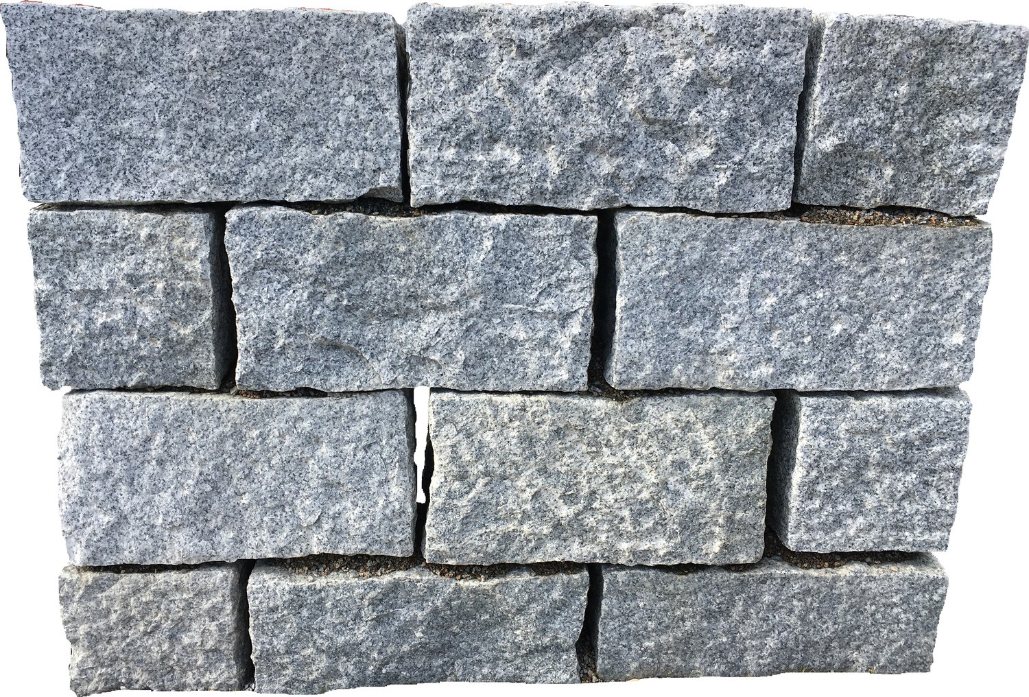 Mauersteine aus Granit, 21x21 cm, grau, gespitzt