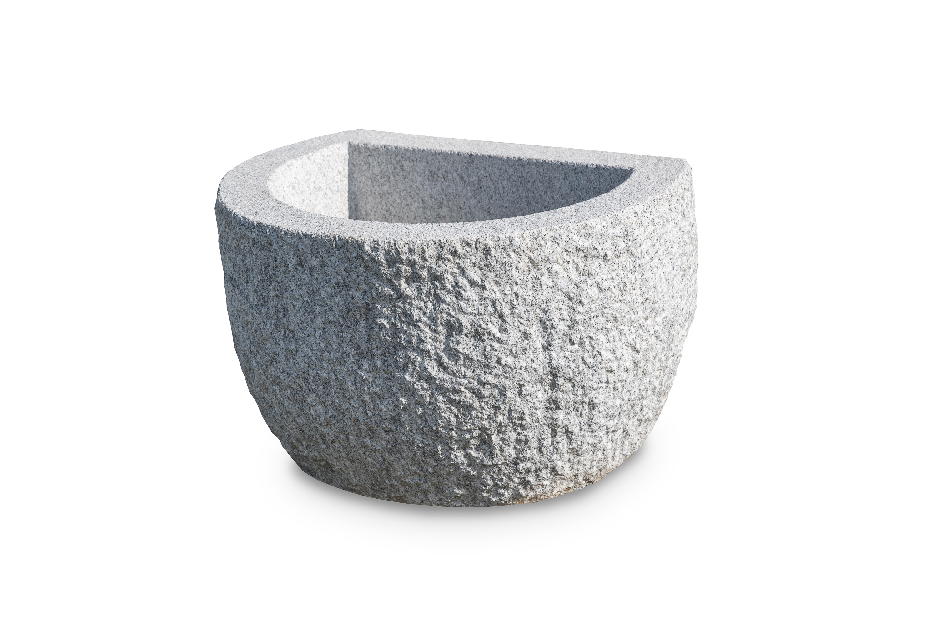 Wassertrog / Brunnen Granit, grau, Hufeisenform, gespitzt