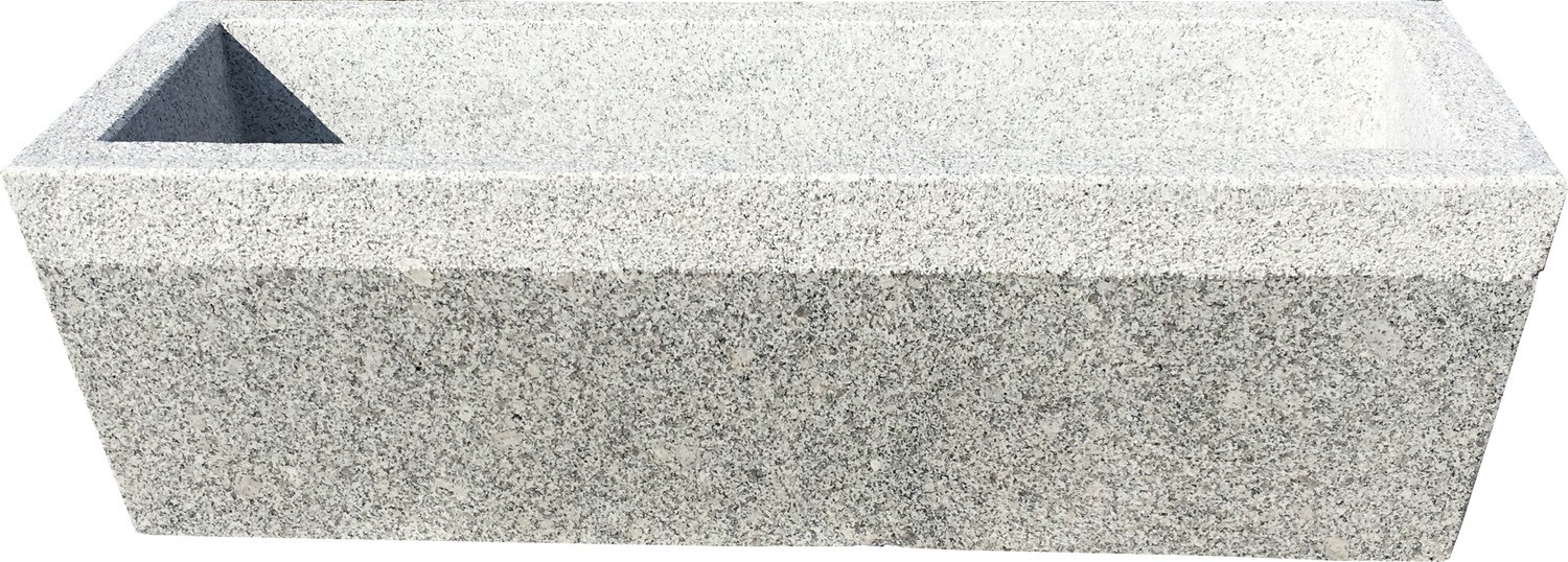 Pflanztrog eckig, Granit, Außenseite poliert mit gestocktem Rand