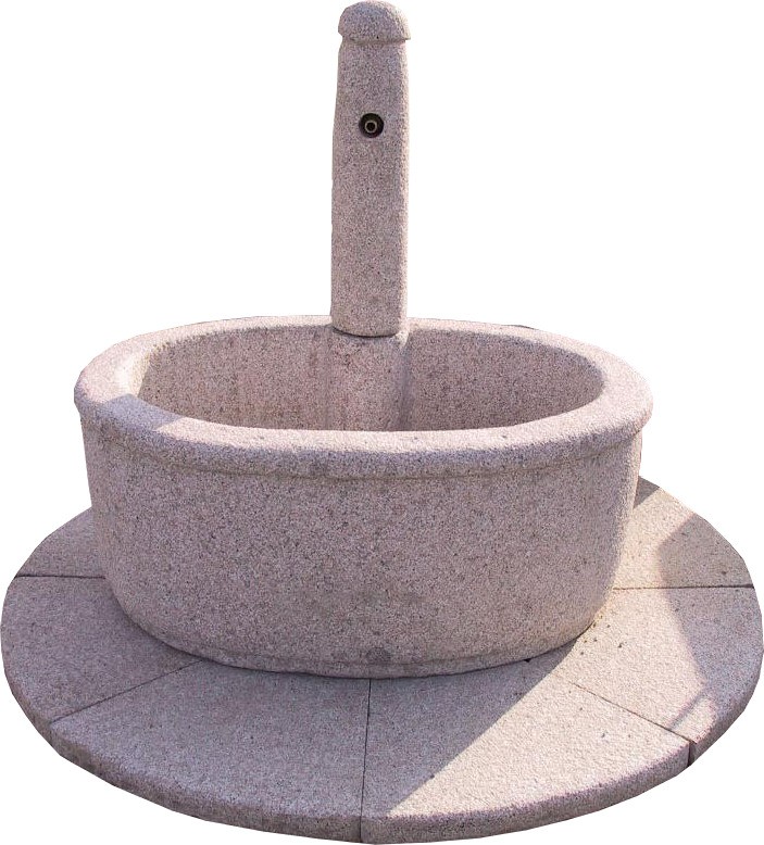 Brunnen mit Säule oval Ilona, Granit grau